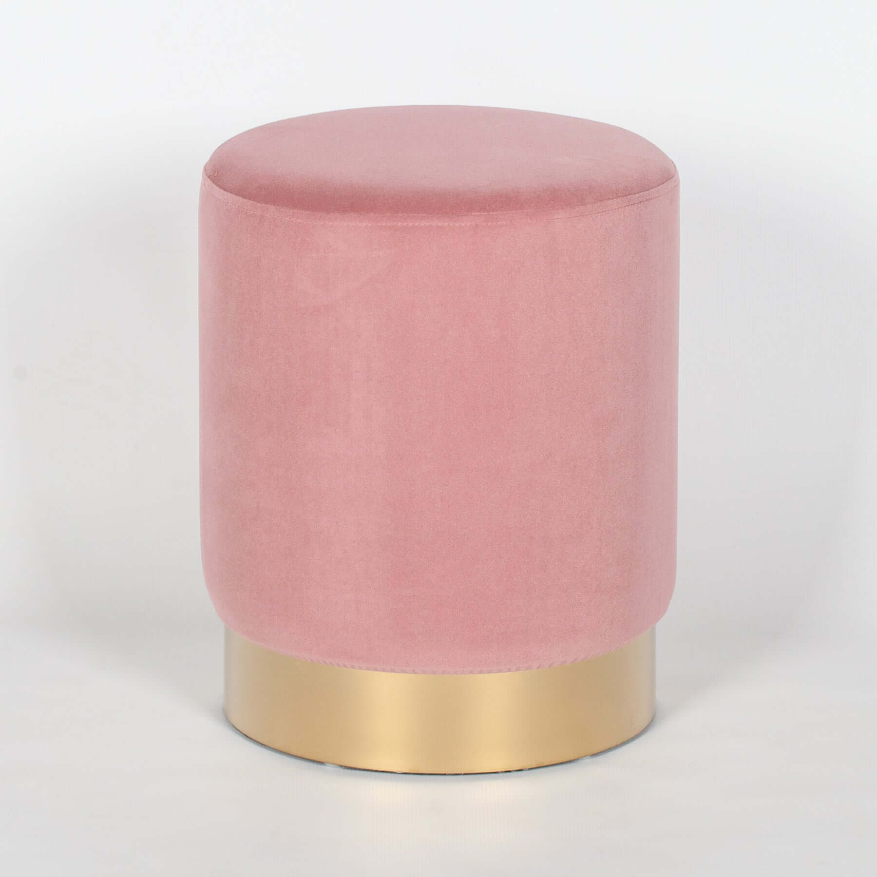 Pink Velvet Round Stool Pouffe With Gold Trim Etsy UK