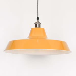 Large Mustard Yellow Pendant Ceiling Light Factory Style 46cm