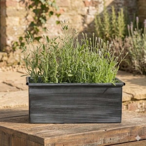 Roll Top Weathered Iron Style Metal Planter - 34cm