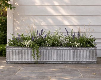 Extra Large Metal Galvanised Vintage Style Window Box Planter