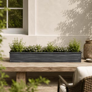 Roll Top Weathered Iron Style Metal Planter - 84cm