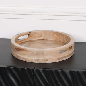 Mango Wood Serving Tray with Parquet Inlay - 30cm