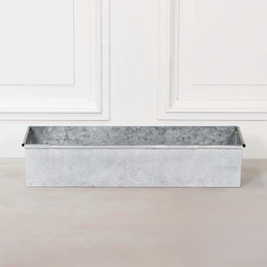 Roll Top White Wash Metal Window Box Planter - 74cm