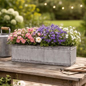 Small Metal Galvanised Vintage Style Window Box Planter