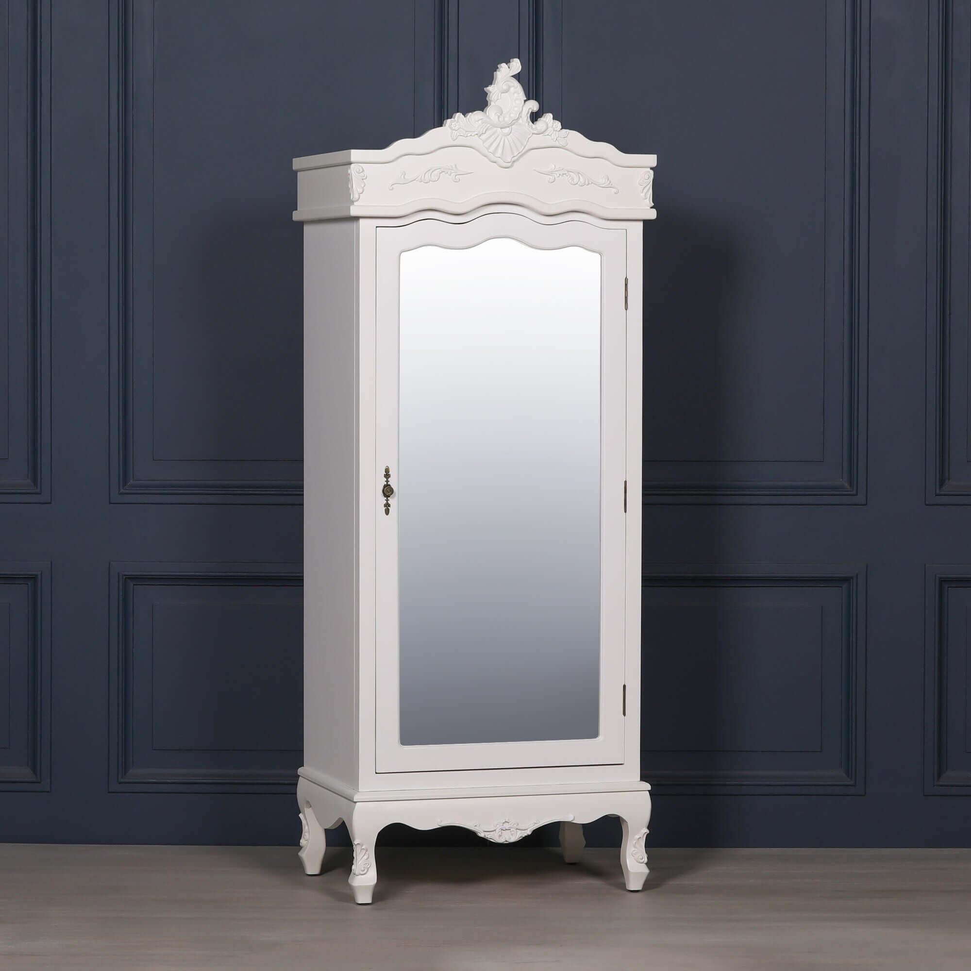 White Single Door Armoire wardrobe With Mirrored Door French Style Etsy