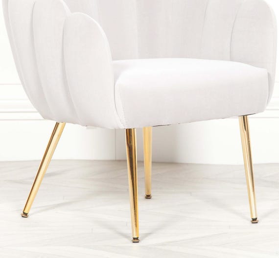 Grey Velvet Scalloped Shell Chair With Gold Legs Etsy