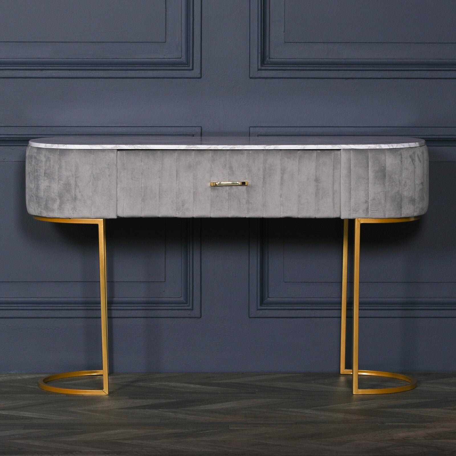 Grey Velvet Dressing Table With Gold Legs Etsy UK