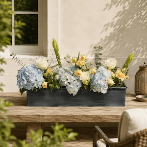 Roll Top Weathered Iron Style Metal Planter - 54cm