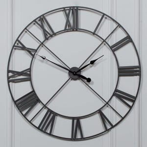Extra Large 110cm Black Skeleton Metal Wall Clock