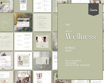 Self-Care Instagram Post & Story Template Bundle, Neutral Social Media Coach Canva Template, Health and Wellness Engagement Feed