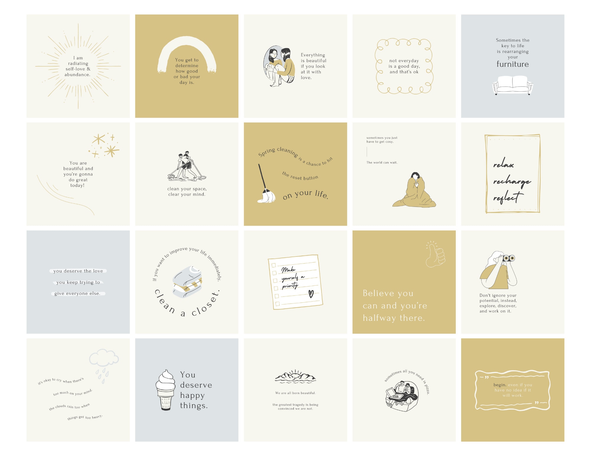 Wellness and Health Quote Canva Templates, Self-care Mindfulness ...