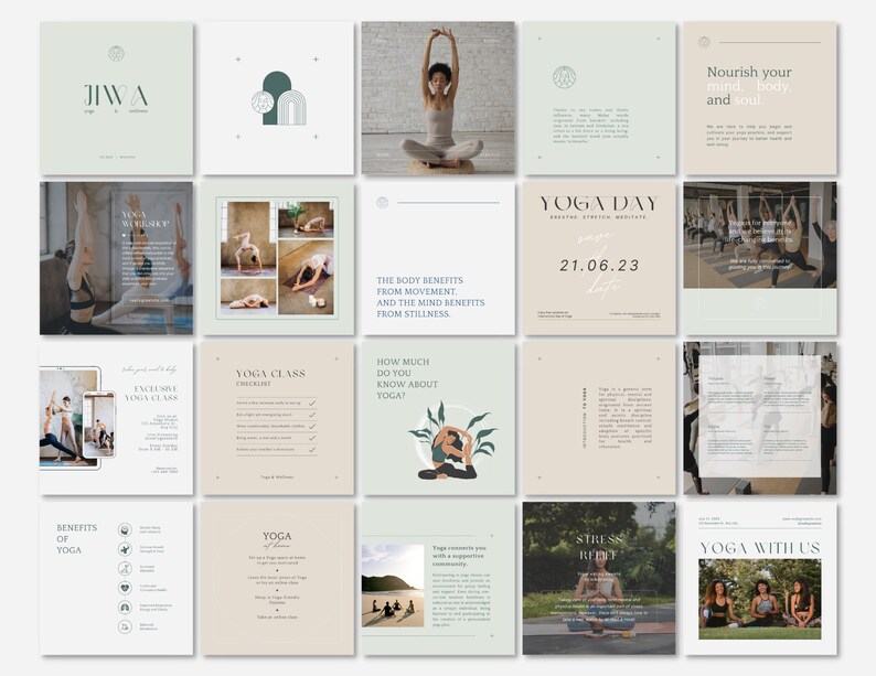 Yoga Instagram Post and Story Canva Template, Yoga Teacher Wellness ...