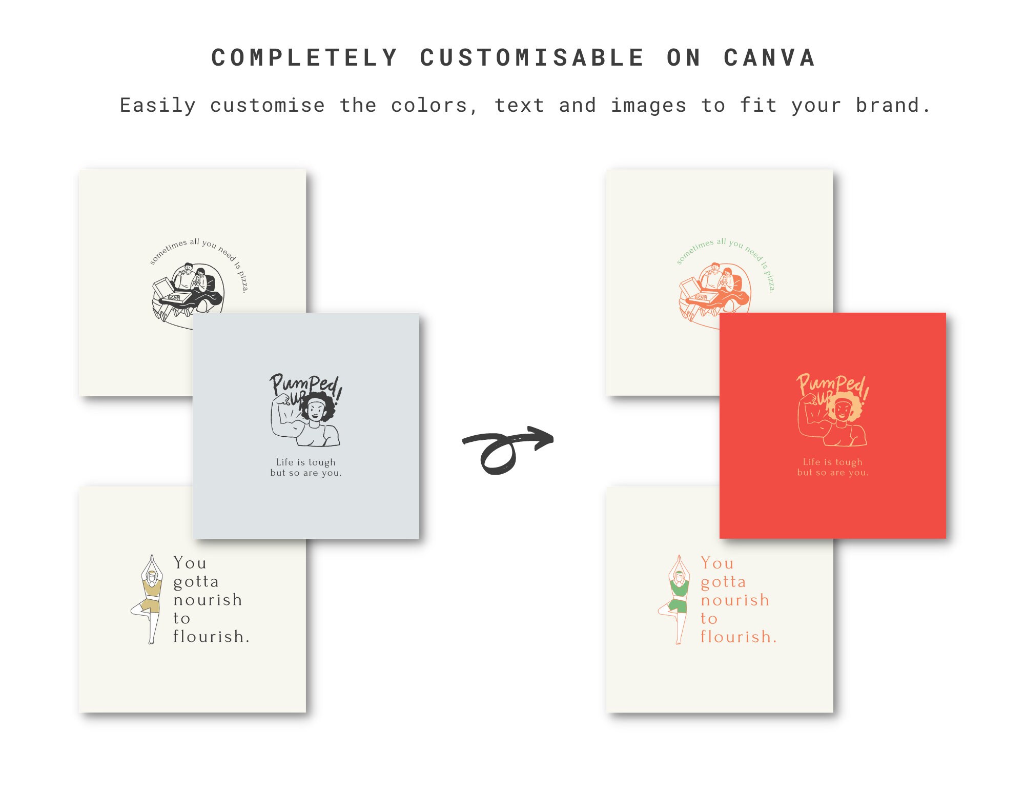 Wellness and Health Quote Canva Templates, Self-care Mindfulness ...