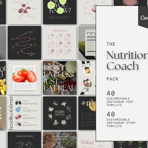 Nutrition Coach Instagram Post and Story, Health and Wellness Coach, Nutritionist, Dietician,  Canva Templates, Fitness and Healthy Eating