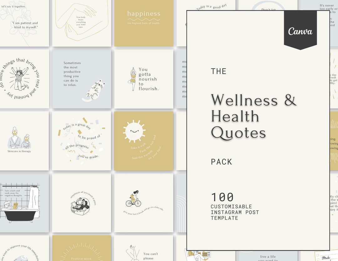 Wellness and Health Quote Canva Templates, Self-care Mindfulness ...
