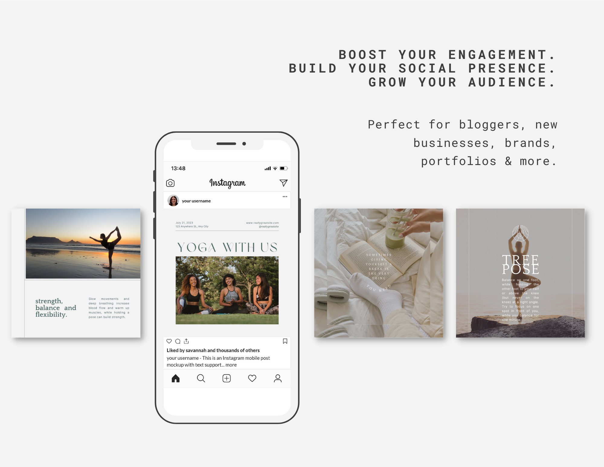 Yoga Instagram Post and Story Canva Template, Yoga Teacher Wellness ...