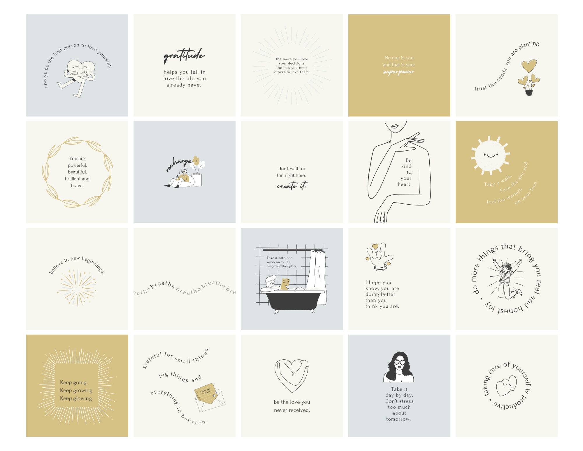 Wellness and Health Quote Canva Templates, Self-care Mindfulness ...