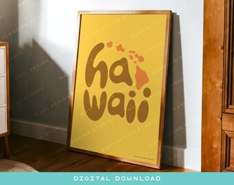 Hawaii Typography Art Print | Tropical Island Graphic (Digital Download)