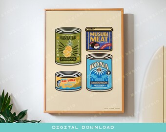 Hawaii Tinned Food Art Print – Island Kitchen Decor (Digital Download)