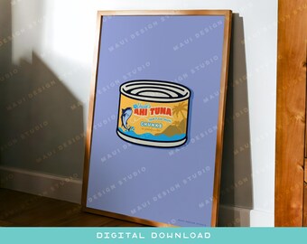 Ahi Tuna Can Art Print | Tropical Kitchen Decor (Digital Download)