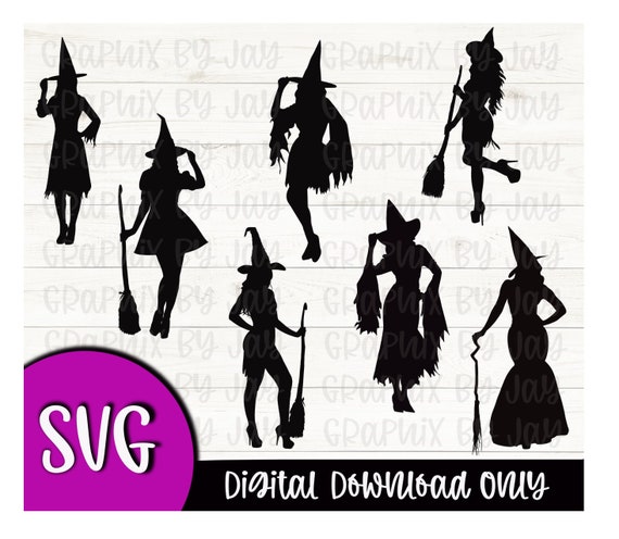 Witch Svg Bundle Witch Svg Solid Black Svg Halloween Witch | Etsy