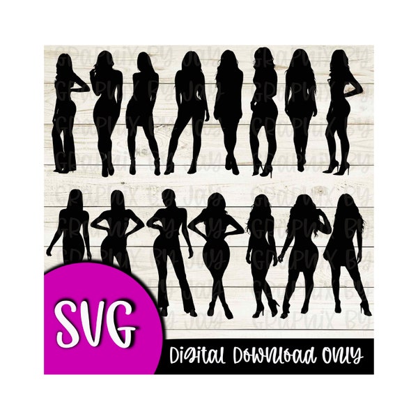 Strong Woman SVG - Silhouette Bundle, Woman Sexy Body SVG PNG, Great Cricut cut file, Decal, Instant Digital Download