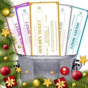 Billete dorado de Navidad, certificado de regalo, cupón de regalo, vale de regalo, vale de regalo laminado, unisex, regalo de Navidad