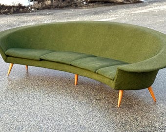 11 Ft Mid Century Modern Atomic Original Curved Sofa Jetsons