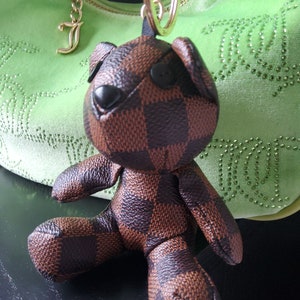 Teddy Bear Shaped Louis Vuitton Style Damier Keychain/Bag Charm (With Strap)