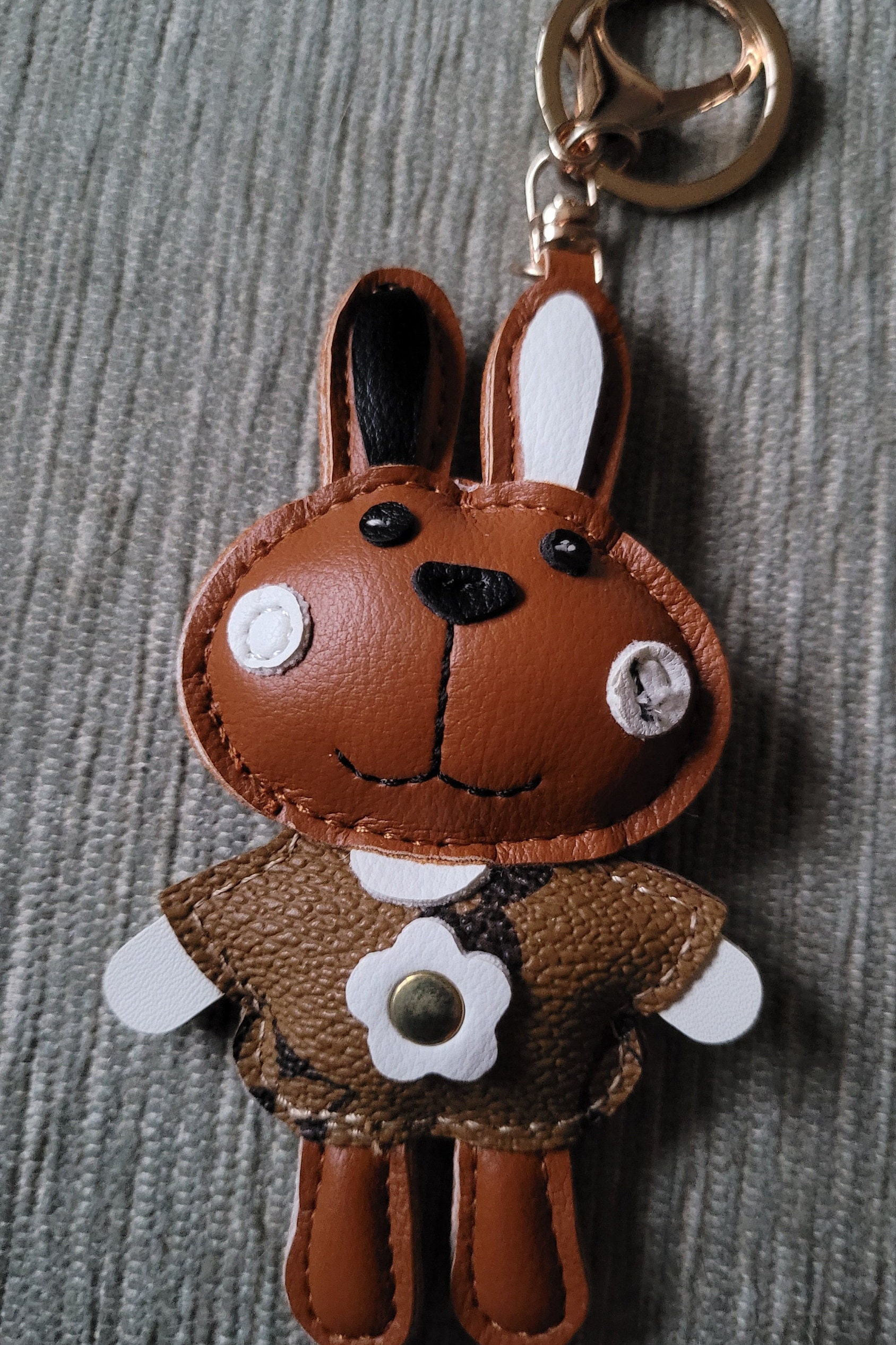 Handmade Designer Style Bunny Keychain & Handmade Gift Pouch 