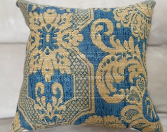 Lee Jofa England  RARE Made in USA Upholstery Croome Damask Lapis Upcycled Pillow Cushion Cover  Gorgeous Art Decorative Victorian