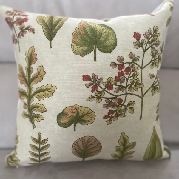 Lee Jofa England  RARE Upholstery Botanica Print Sand Upcycled Pillow Cushion Cover  Gorgeous Art Decorative Flower Unique Leaves