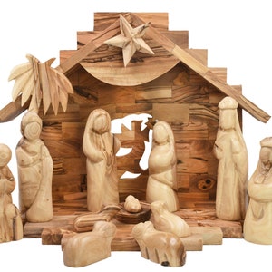 Large Nativity Set | Wooden Nativity Set for Christmas | Olive Wood Nativity Scene | Nativity Handmade | Christmas Tree Décor