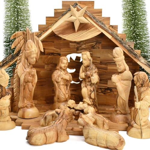 Wooden Christmas Nativity Set Handmade Nativity Scene Olive Etsy
