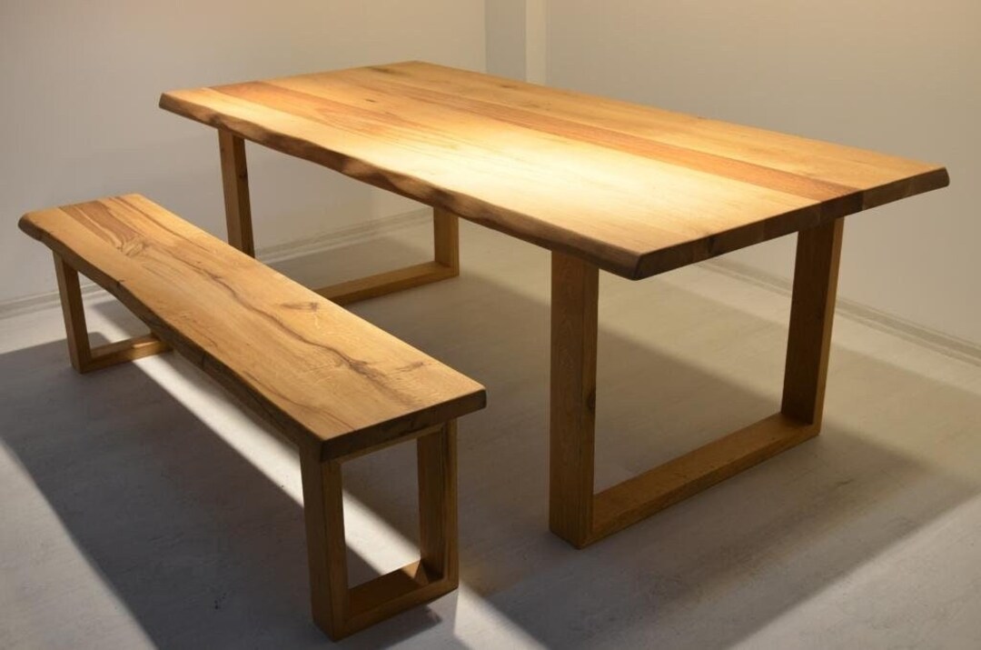 Mid Bench Table Mid Century Wooden Table and Bench, Dining Table, Kitchen Table, Office ...