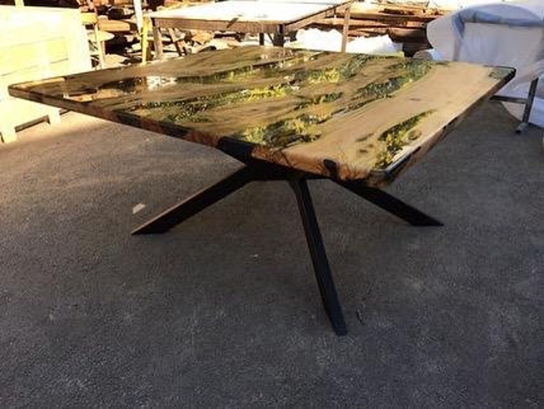 Specialbeställning av olivträ, klart brunt epoxibord - Live Edge - River-bord - Matbord - Soffbord - Köksbord - 100 % HANDGJORT bild 6