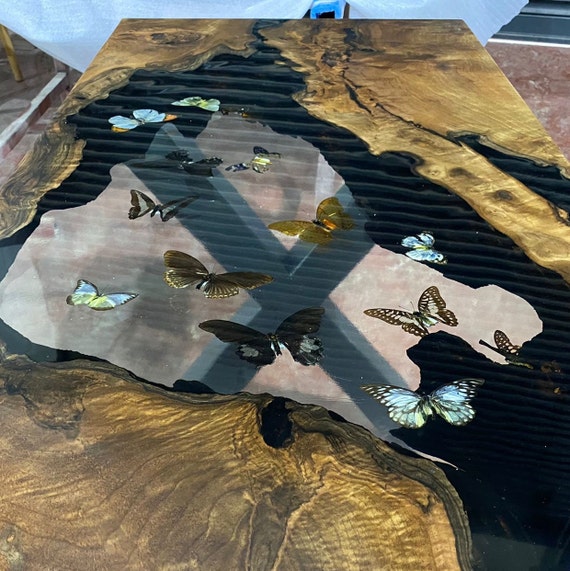 Custom Order Walnut Clear Butterfly Transparent Brown Epoxy Resin