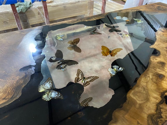 Custom Order Walnut Clear Butterfly Transparent Brown Epoxy Resin
