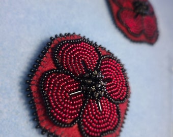 Beaded Poppy Brooch | Remembrance Day Poppy | Indigenous Veterans