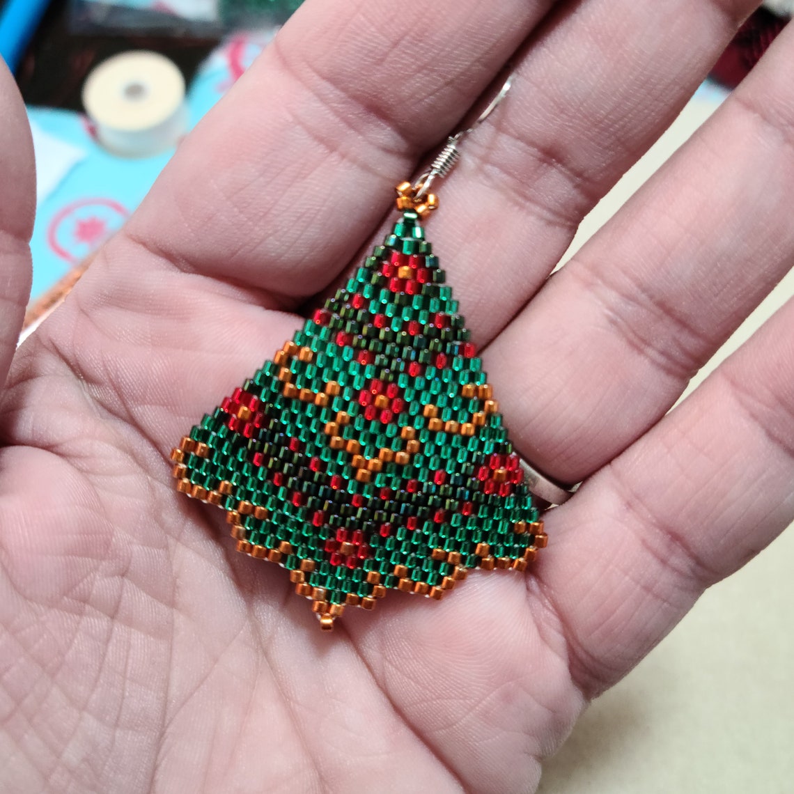 Beaded Christmas Earrings Traditional Indigenous Beading Etsy Canada