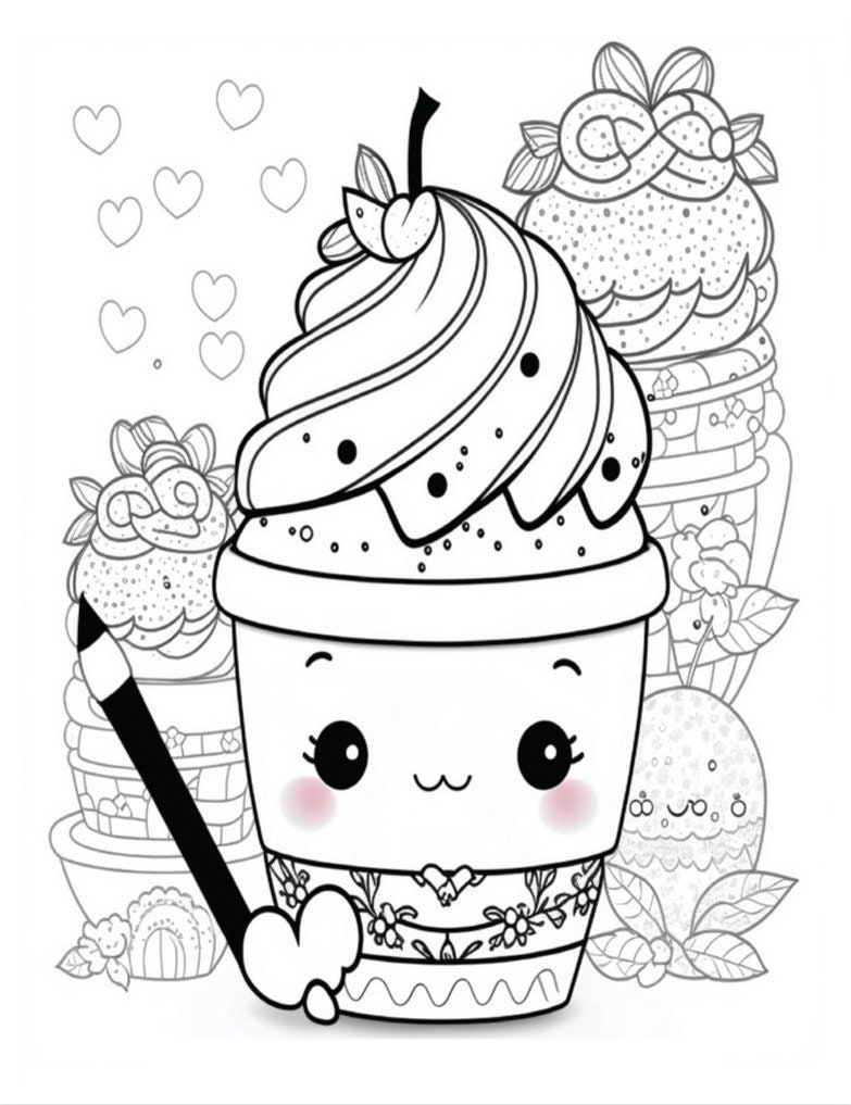 Kawaii Food Coloring Book: Super Cute Food Coloring Book For Adults and  Kids, Relaxing Easy Kawaii Food And Drinks Coloring Pages (Paperback), Napa Bookmine