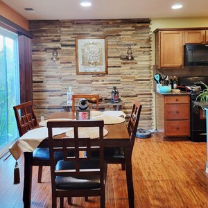 3D Reclaimed Pine Stacked Wood Wall Panels - Easy DIY Shiplap Planks 8.99/sq ft