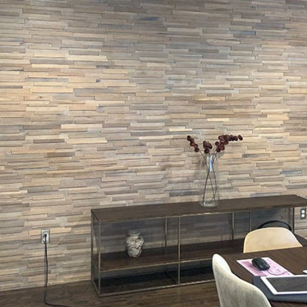 3D Stacked Alpine White Oak, Easy DIY Wood Wall Panels, Shiplap Planks 8.99/sq ft