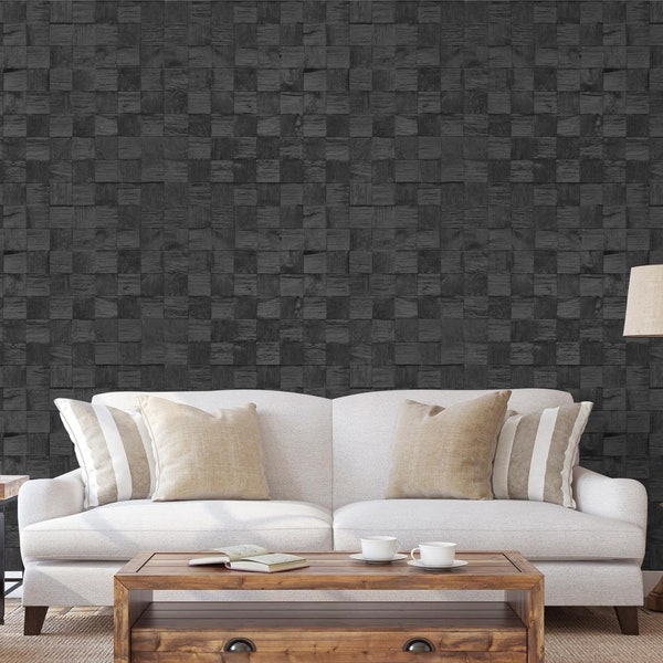 3D End Grain Ebony White Oak Wood Wall Panels - Easy DIY - Shiplap Planks 9.99/sq ft