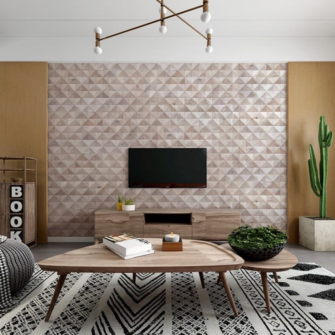 3D Diamond White Oak Wood Wall Panel - DIY Wall Planks - Polar Color 16 ...
