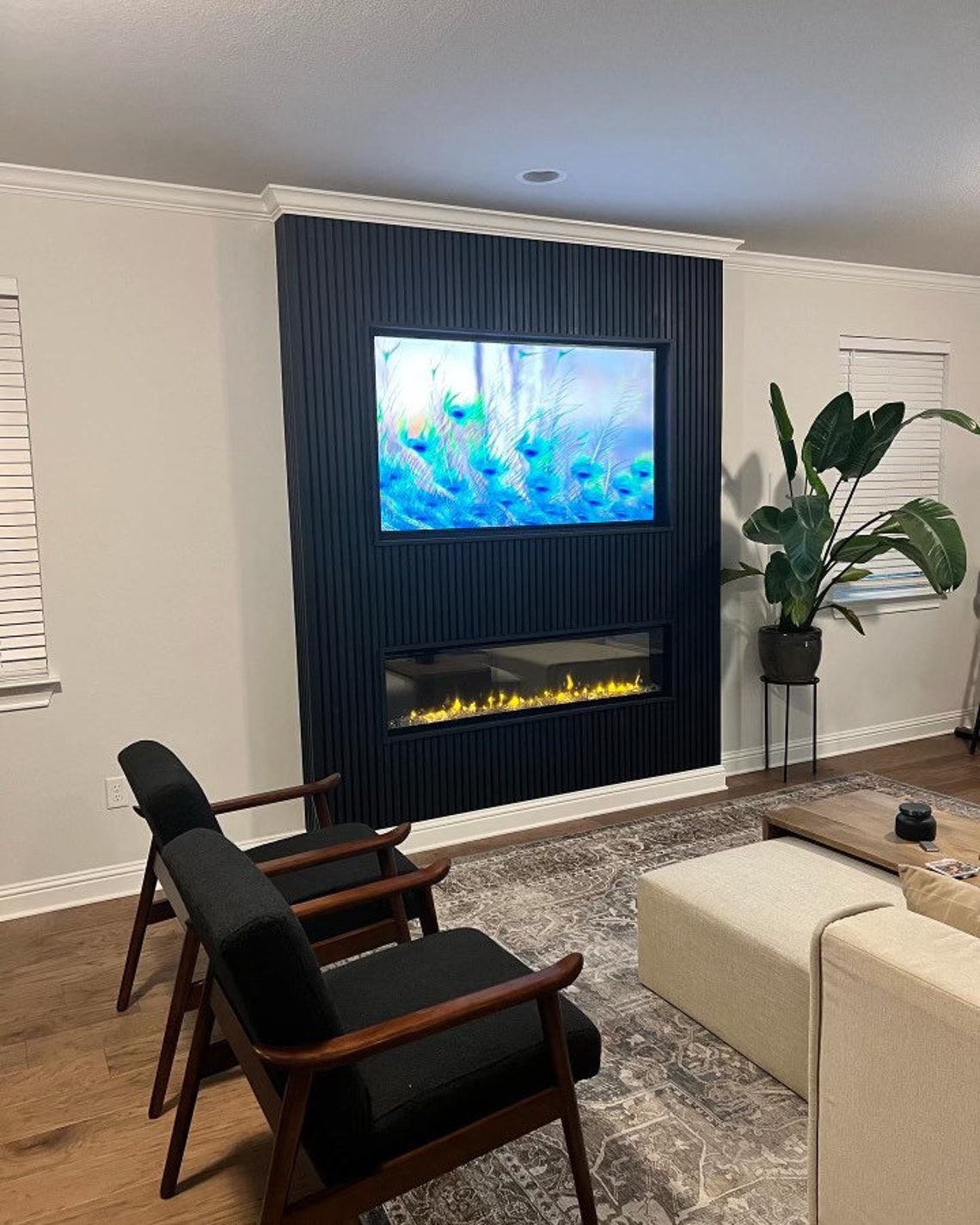 Acoustic Slat Wood Panel Obsidian Color DIY Friendly Etsy