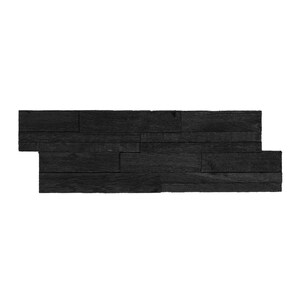 May include: Black wood wall paneling with a rustic, reclaimed look. The paneling is made up of several pieces of wood that have been arranged in a staggered pattern.