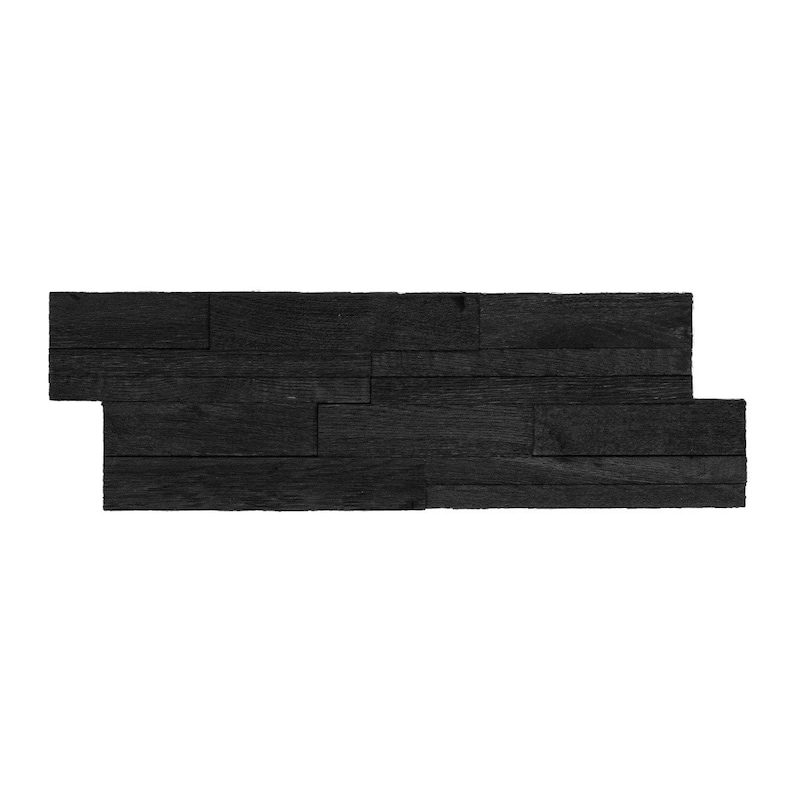 May include: Black wood wall paneling with a rustic, reclaimed look. The paneling is made up of several pieces of wood that have been arranged in a staggered pattern.