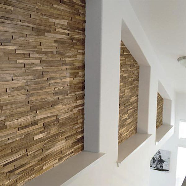 3D Stacked Natural Walnut, Easy DIY Wood Wall Panels, Shiplap Planks 8.99/sq ft