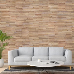 3D Stacked Natural Hickory, Easy DIY Wood Wall Panels, Shiplap Planks 8.99/sq ft